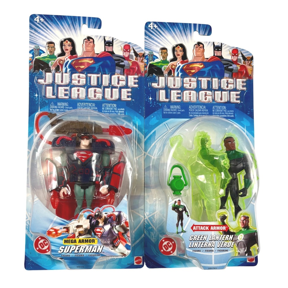 MEGA ARMOR SUPERMAN & ATTACK ARMOR GREEN LANTERN Justice League Action Figures
